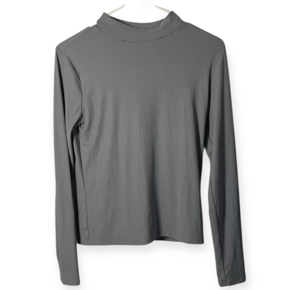 No Boundaries Grey Mock Neck Long Sleeve Top – Size M (8–10)